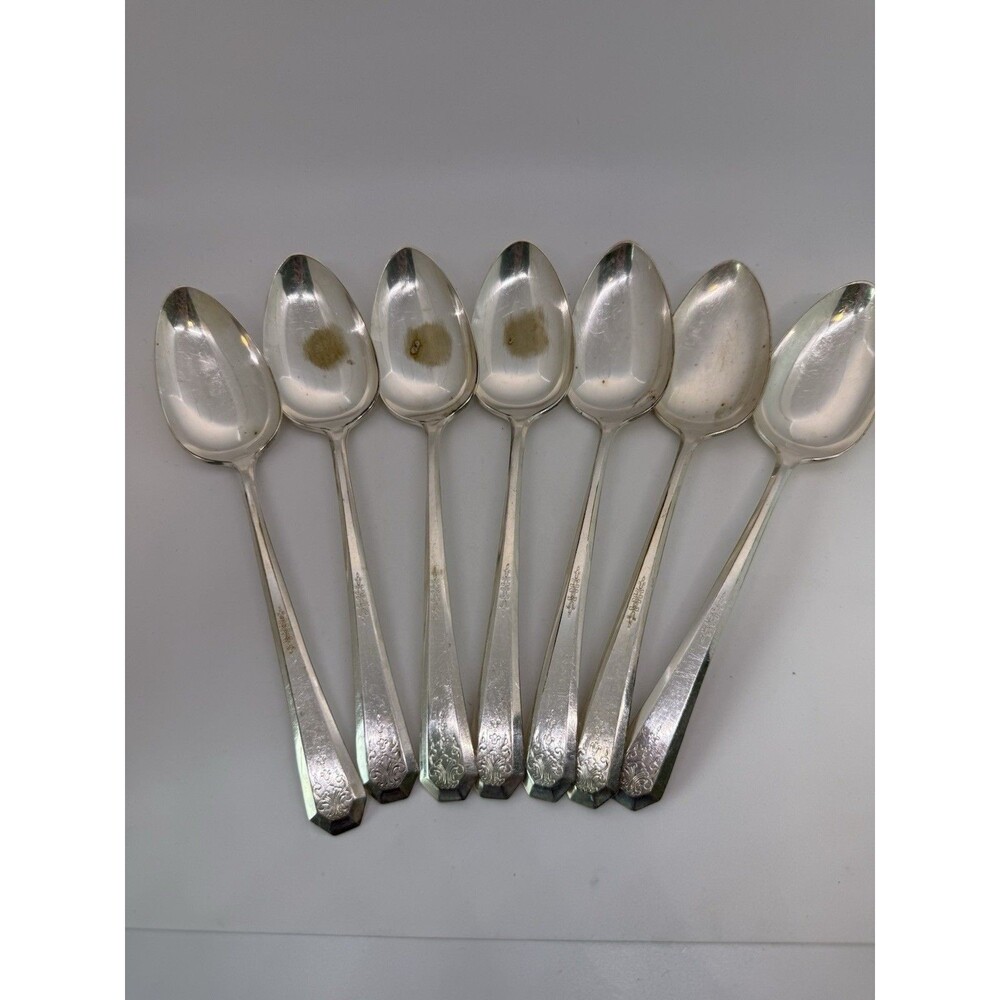 WM Rogers & Sons AA Silver-Plated Spoons LA France Style 7 Pieces Vintage